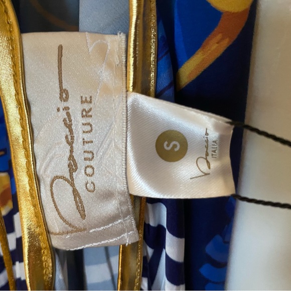 Elegant Blue and Gold Maxi Dress - Picture 9 of 11